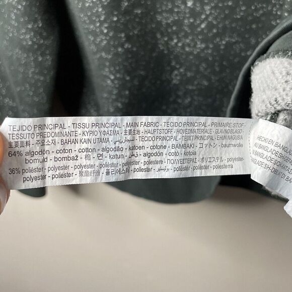 ZARA Sweatshirt Mens Large L Black Flecked Mock Neck Cotton Drawstring - Picture 7 of 7